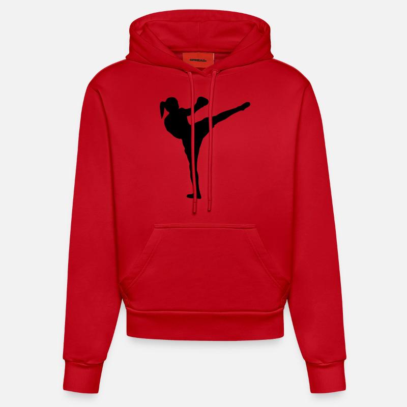 Thaïboxérine - Sweat à capuche bio ajusté fabriqué en UE - rouge