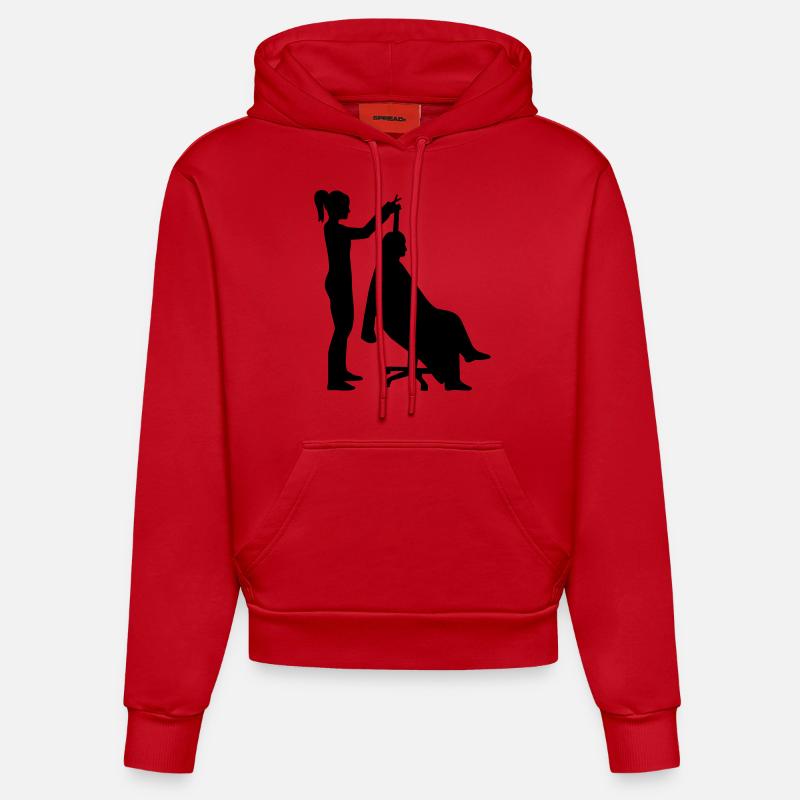 Coiffeur - Sweat à capuche bio ajusté fabriqué en UE - rouge