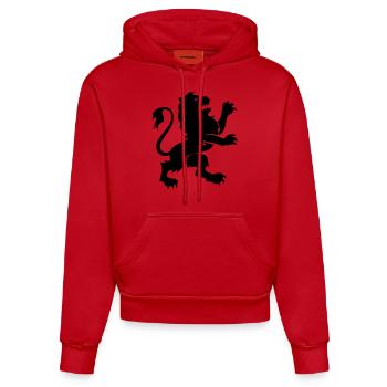 Lion Animal - Organic Fitted Hoodie Made in EU - red - Front