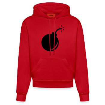 bombe_1 - Sweat à capuche bio ajusté fabriqué en UE - rouge - Devant