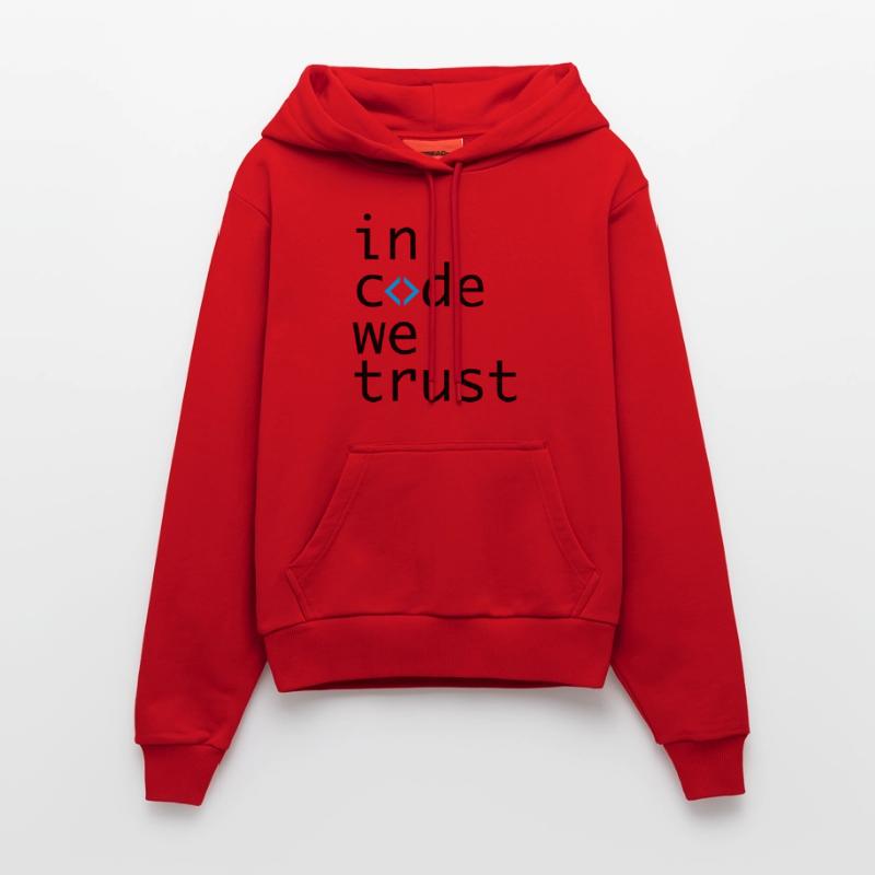 in code we trust, developer, coder Organic Fitted Hoodie Made in EU