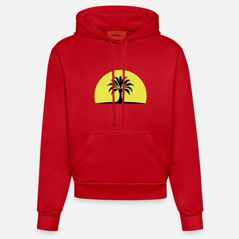 Île Sun Palm - Sweat à capuche bio ajusté fabriqué en UE - rouge