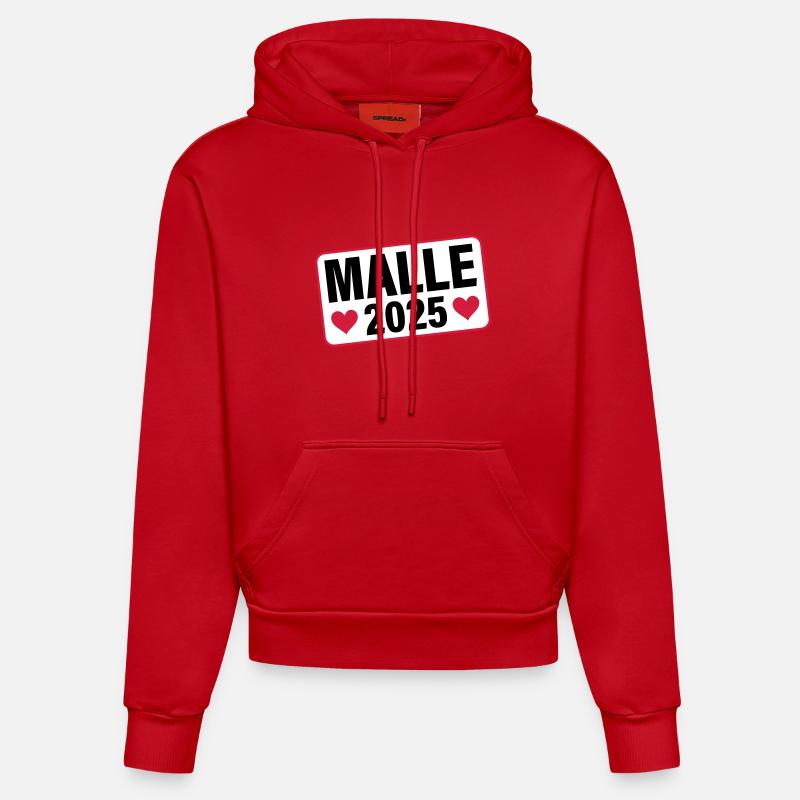 Malle 2025 Coeur - Sweat à capuche bio ajusté fabriqué en UE - rouge