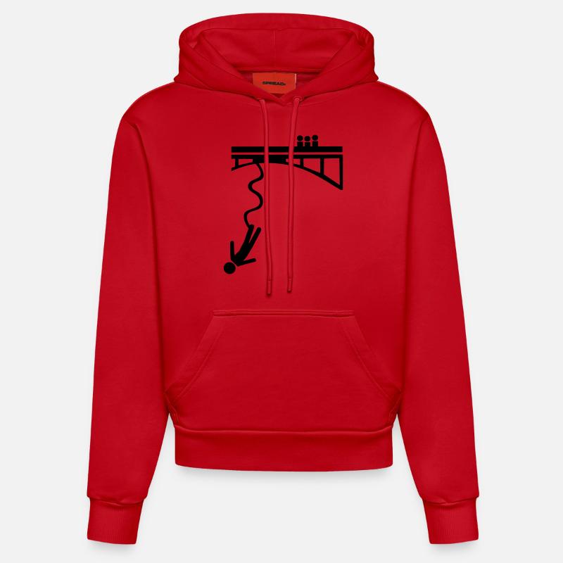Bungee jumping - Sweat à capuche bio ajusté fabriqué en UE - rouge