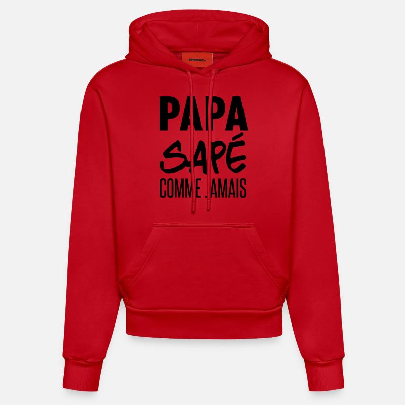 papa sapé comme jamais - Sweat à capuche bio ajusté fabriqué en UE - rouge