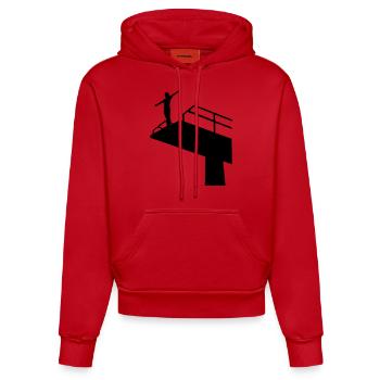 Turmspringen - Organic Fitted Hoodie Made in EU - Rot - Vorne