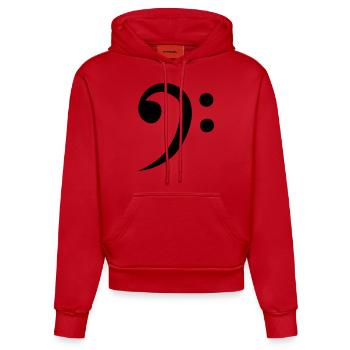 f bass clef classical music score - Organic Fitted Hoodie Made in EU - red - Front