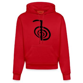Chokurei symbol reiki spiral tribal drawing - Organic Fitted Hoodie Made in EU - red - Front