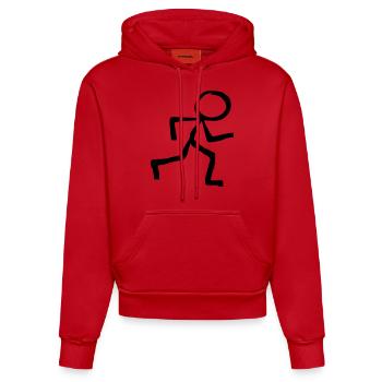 Strichmännchen Läufer läuft - Organic Fitted Hoodie Made in EU - Rot - Vorne