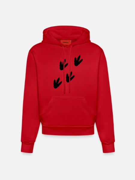 Dinosaur track - Organic Fitted Hoodie Made in EU - red