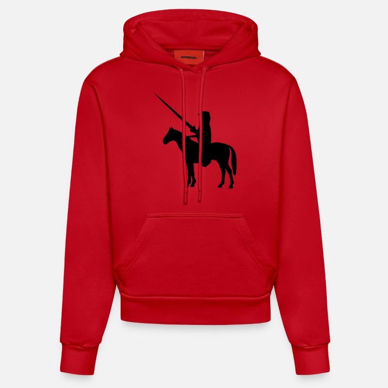 chevalier - Sweat à capuche bio ajusté fabriqué en UE - rouge