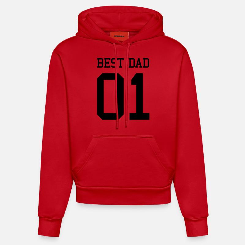 Best Dad 01 - Sweat à capuche bio ajusté fabriqué en UE - rouge