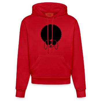 afro_queen__f1 - Sweat à capuche bio ajusté fabriqué en UE - rouge - Devant
