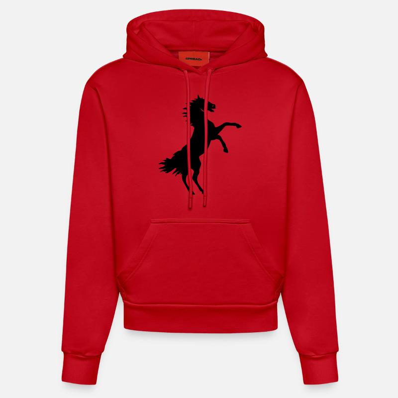 cheval - Sweat à capuche bio ajusté fabriqué en UE - rouge