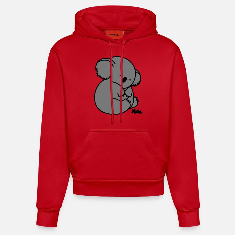 Koala (2c) - Sweat à capuche bio ajusté fabriqué en UE - rouge