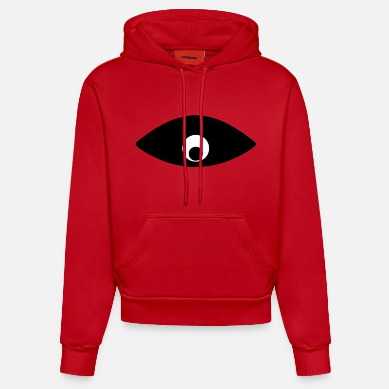 L’œil qui vous observe - Sweat à capuche bio ajusté fabriqué en UE - rouge