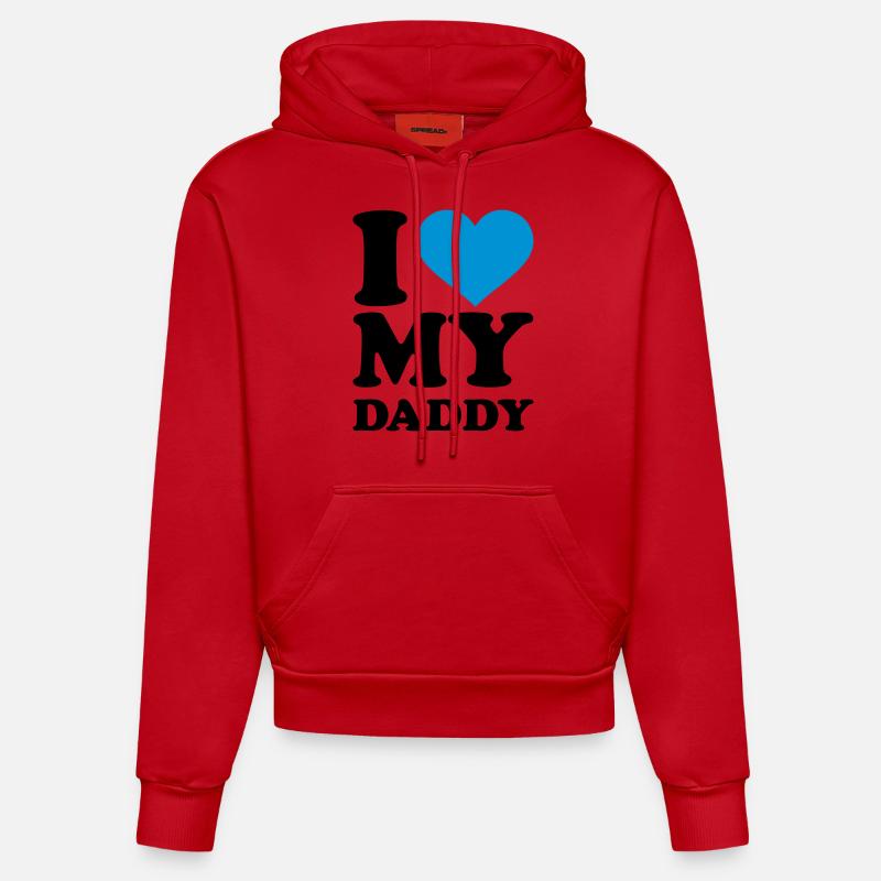 I love my Daddy - Sweat à capuche bio ajusté fabriqué en UE - rouge