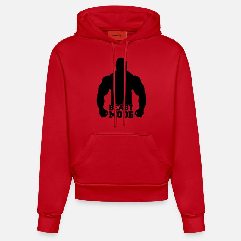 beast_mode - Sweat à capuche bio ajusté fabriqué en UE - rouge
