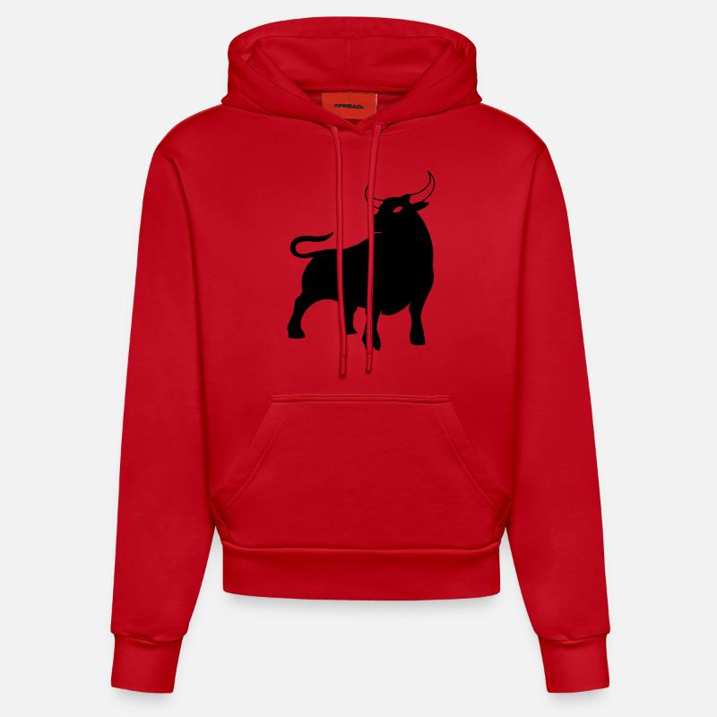 stier_01 - Sweat à capuche bio ajusté fabriqué en UE - rouge