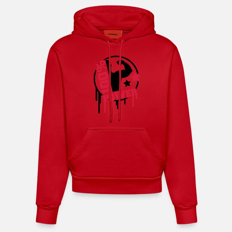 power_100_splat_co2 - Sweat à capuche bio ajusté fabriqué en UE - rouge