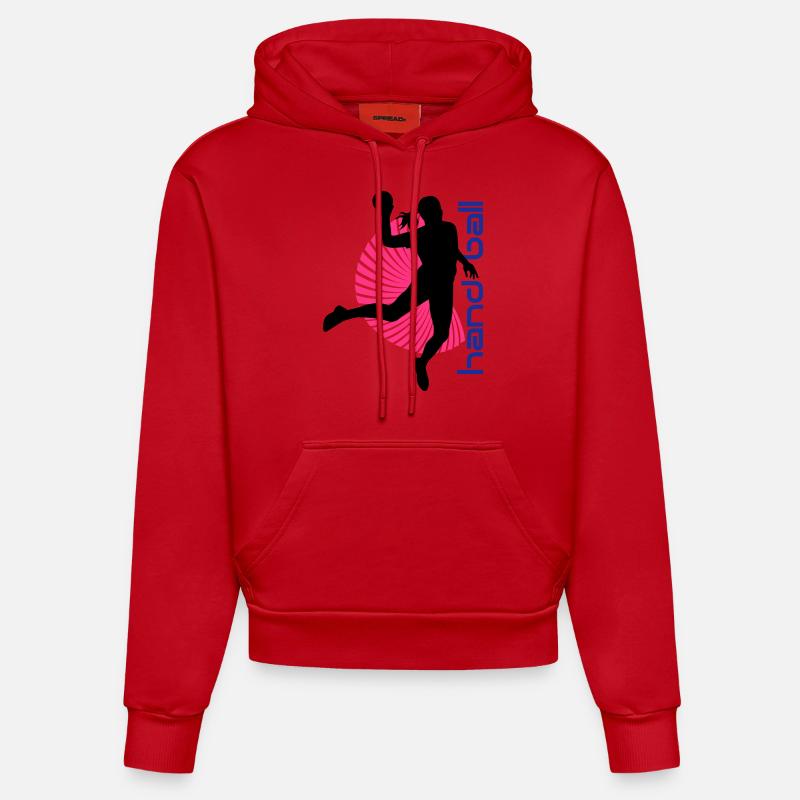 Handball spirale - Sweat à capuche bio ajusté fabriqué en UE - rouge