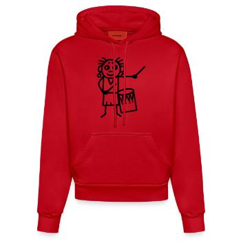 Frau mit Surdo - Organic Fitted Hoodie Made in EU - Rot - Vorne