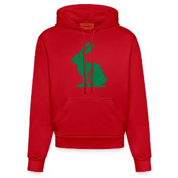 Lapin Pixel - Sweat à capuche bio ajusté fabriqué en UE - rouge - Devant