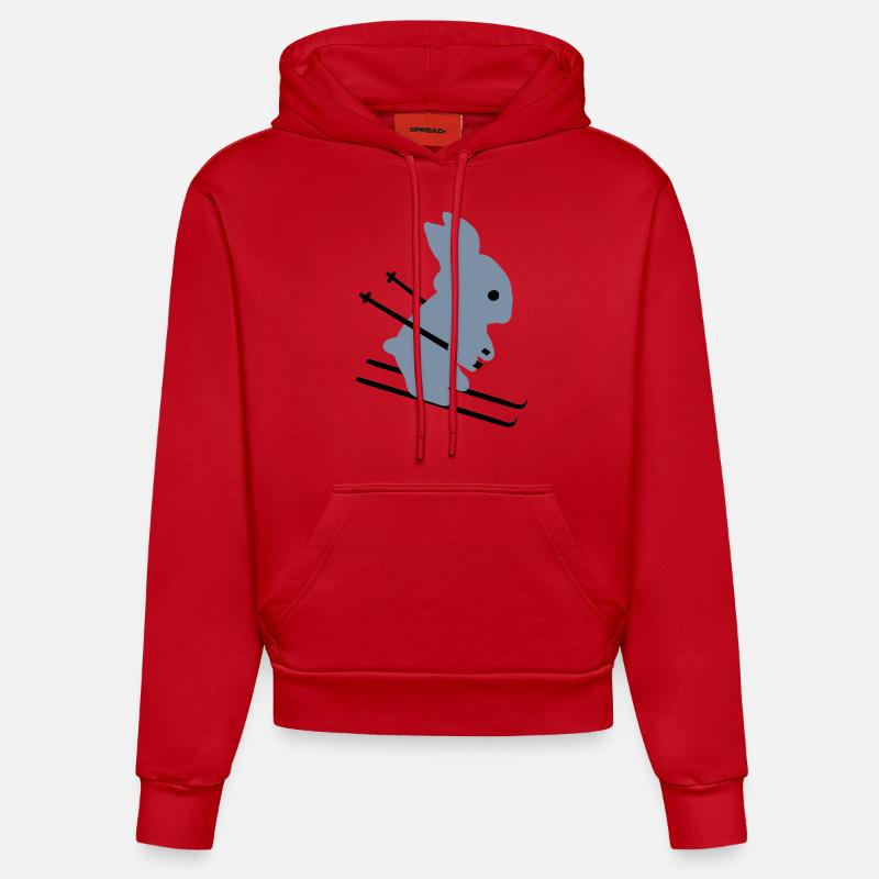 Ski lièvre - Sweat à capuche bio ajusté fabriqué en UE - rouge
