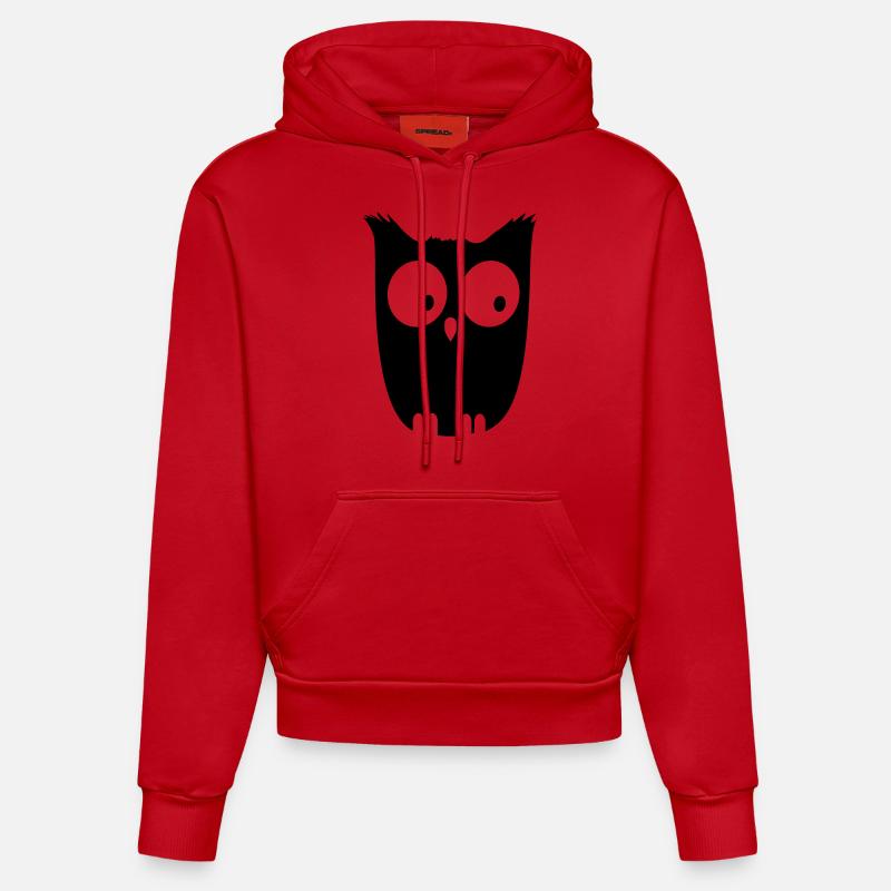 Hibou - Sweat à capuche bio ajusté fabriqué en UE - rouge