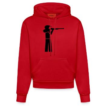 Schütze mit Cappy - Organic Fitted Hoodie Made in EU - Rot - Vorne