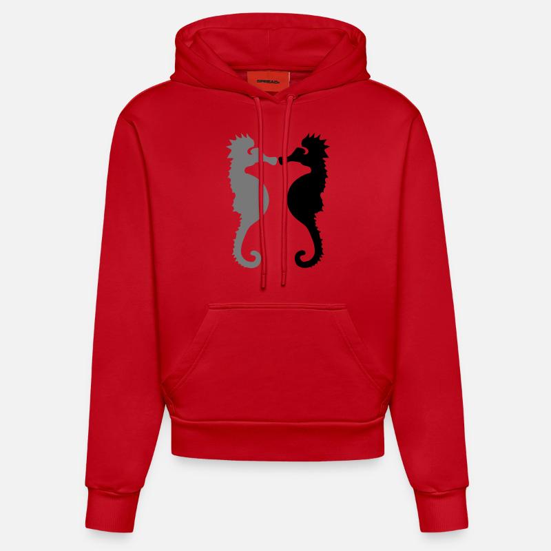 seepferdchen - Organic Fitted Hoodie Made in EU - Rot