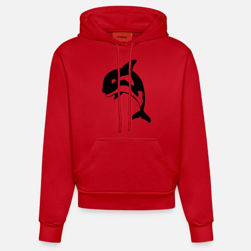 orca - Sweat à capuche bio ajusté fabriqué en UE - rouge