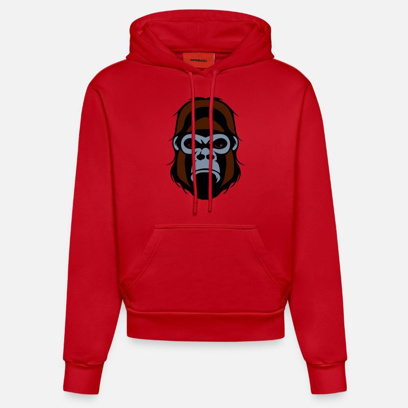 Gorilla tête agro - Sweat à capuche bio ajusté fabriqué en UE - rouge