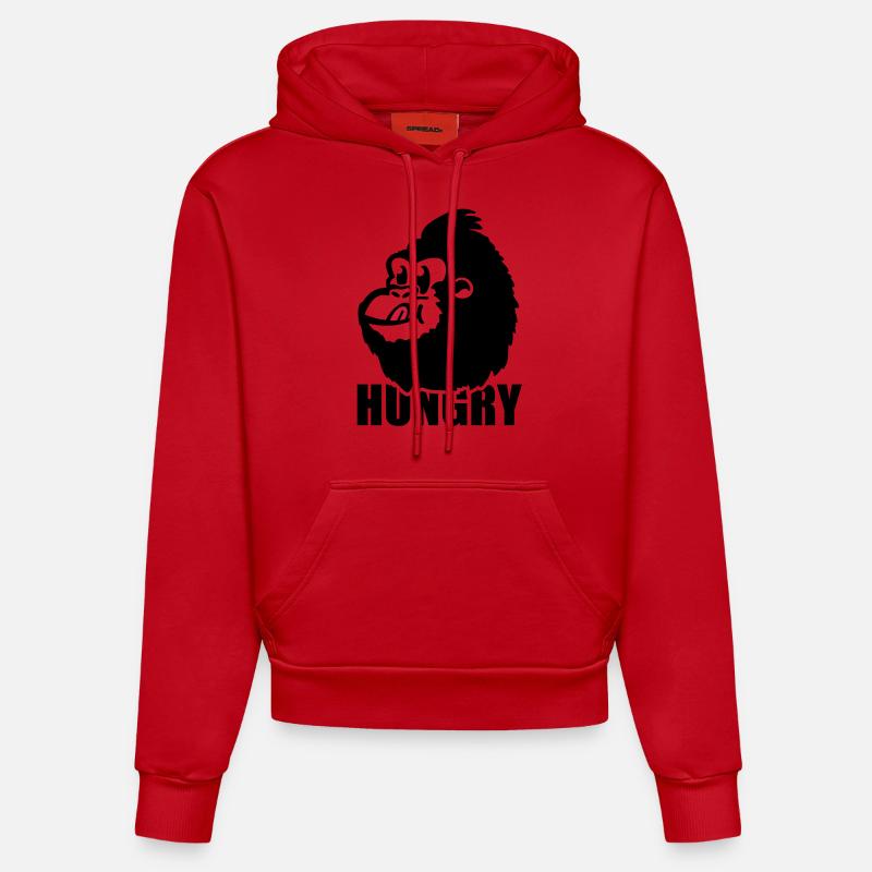 gorilla_hungry_pa2 - Sweat à capuche bio ajusté fabriqué en UE - rouge