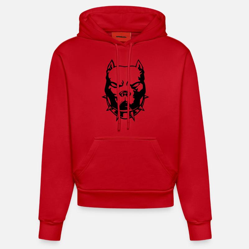 pitbull_01 - Sweat à capuche bio ajusté fabriqué en UE - rouge