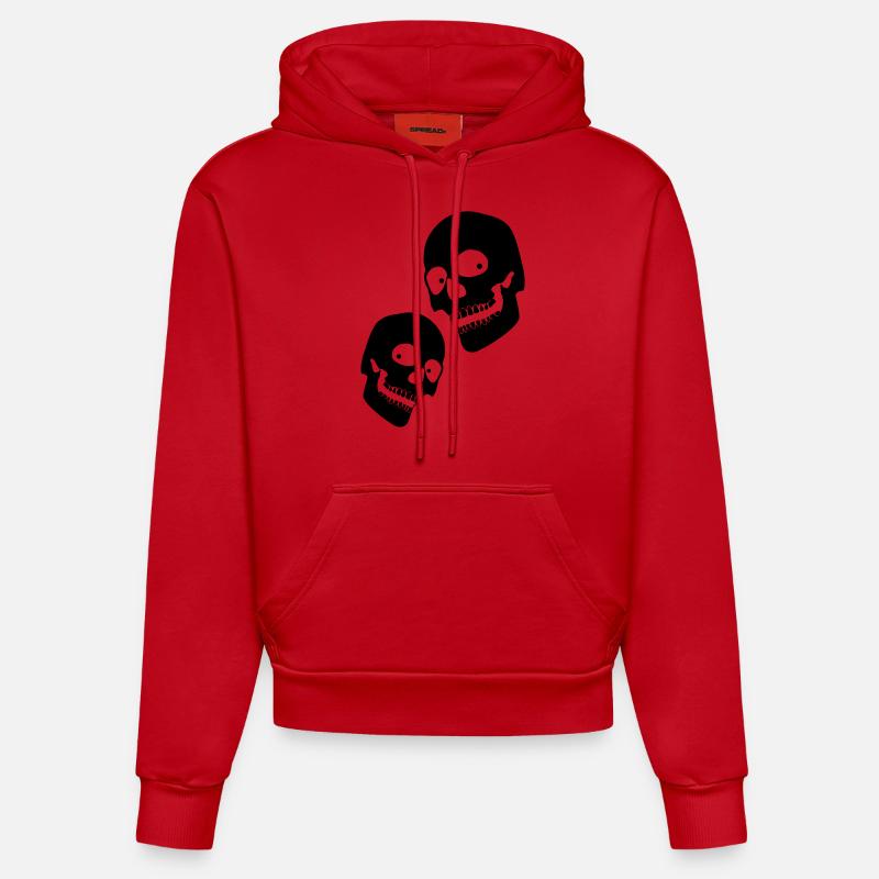 twoskulls1 - Sweat à capuche bio ajusté fabriqué en UE - rouge