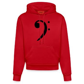 bass clef - Organic Fitted Hoodie Made in EU - red - Front