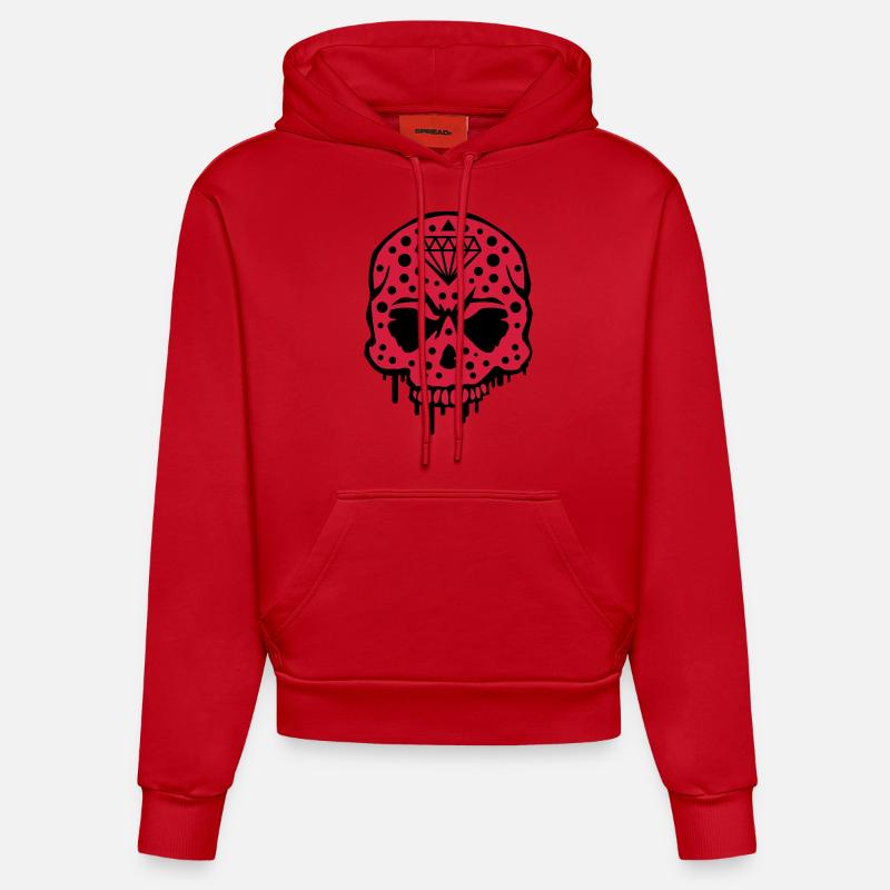 skull_diamond_graffiti_ce2 - Sweat à capuche bio ajusté fabriqué en UE - rouge