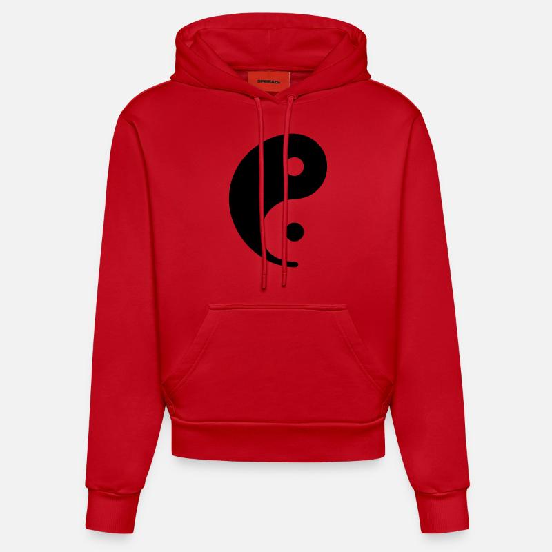 YIN & YANG - juste 01 - Sweat à capuche bio ajusté fabriqué en UE - rouge
