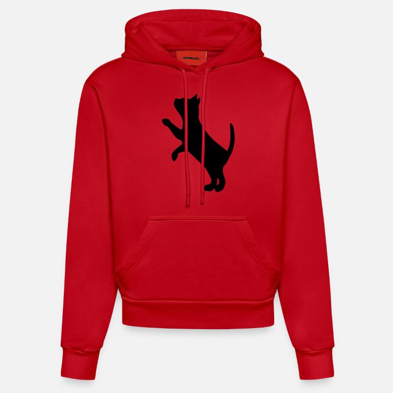 cat2 - Sweat à capuche bio ajusté fabriqué en UE - rouge