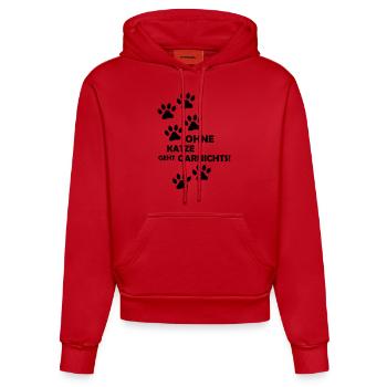 ohne_katze_geht_garnichts_001 - Organic Fitted Hoodie Made in EU - Rot - Vorne