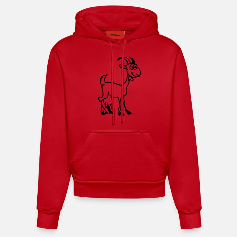Chèvre - Sweat à capuche bio ajusté fabriqué en UE - rouge
