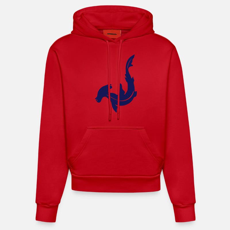 Requin-marteau - Sweat à capuche bio ajusté fabriqué en UE - rouge
