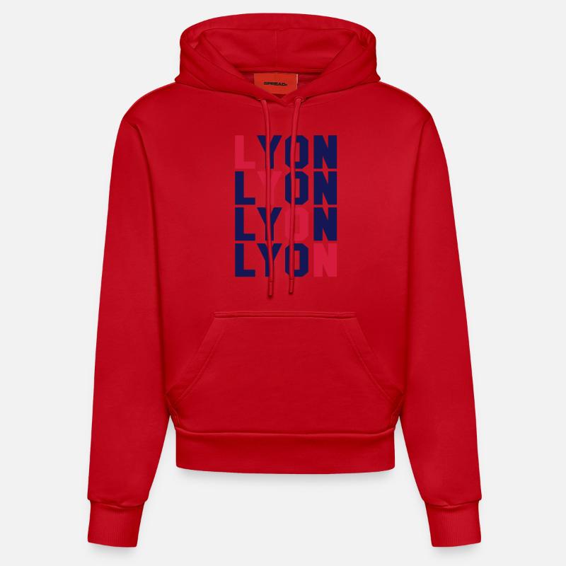 Lyon grid - Sweat à capuche bio ajusté fabriqué en UE - rouge