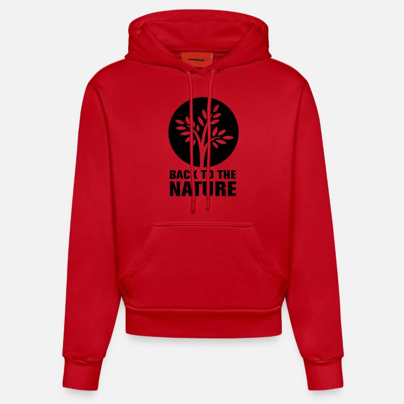 back2nature - Sweat à capuche bio ajusté fabriqué en UE - rouge
