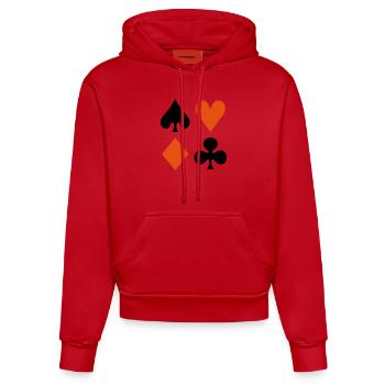 Poker - Organic Fitted Hoodie Made in EU - red - Front