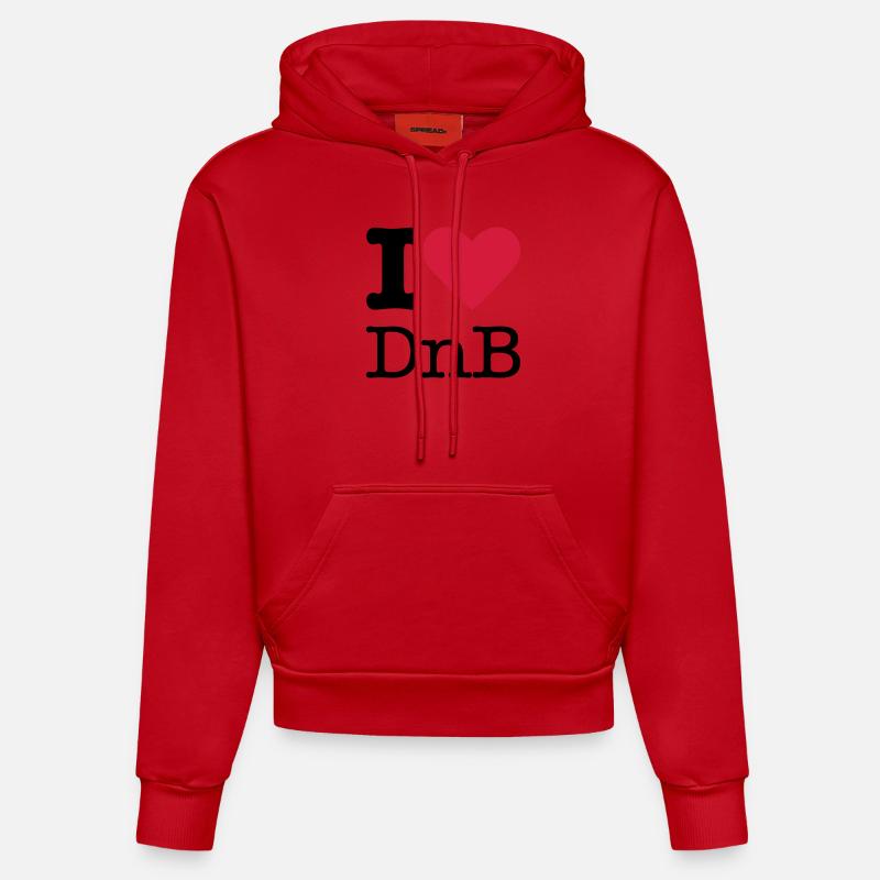 J'aime DnB - Sweat à capuche bio ajusté fabriqué en UE - rouge