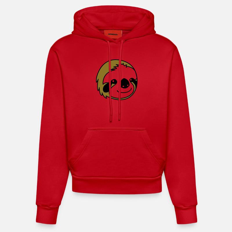 Faultier Sloth - Sweat à capuche bio ajusté fabriqué en UE - rouge