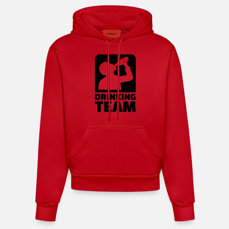 Drinking Team - Sweat à capuche bio ajusté fabriqué en UE - rouge