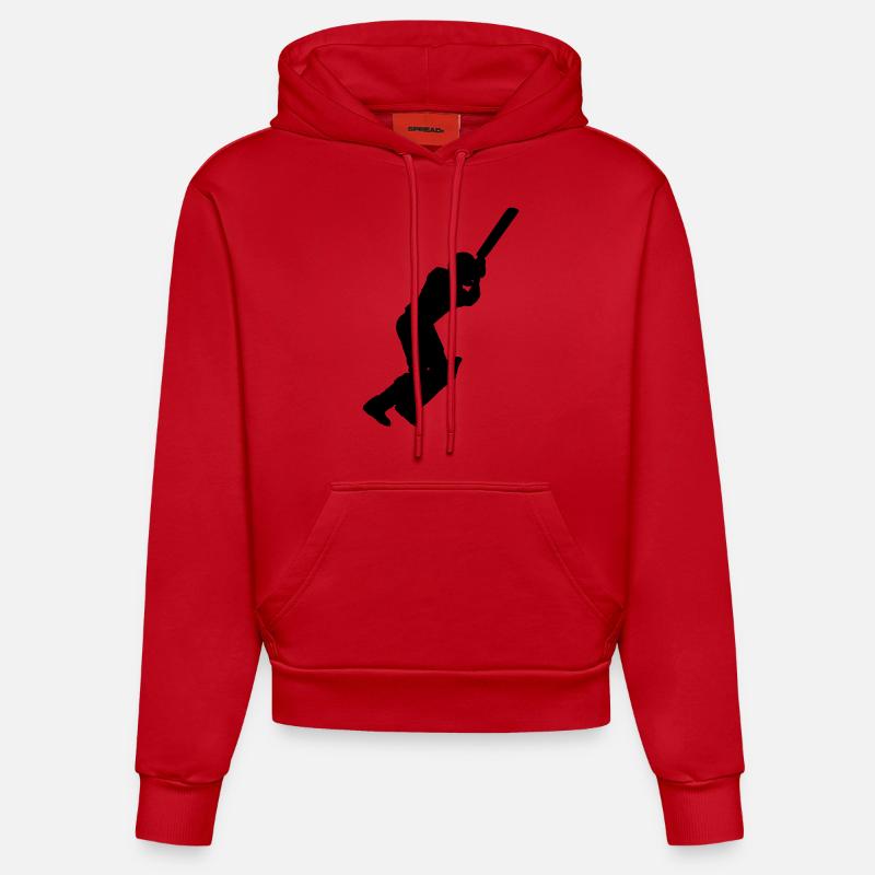Cricket Player (Vector) - Sweat à capuche bio ajusté fabriqué en UE - rouge